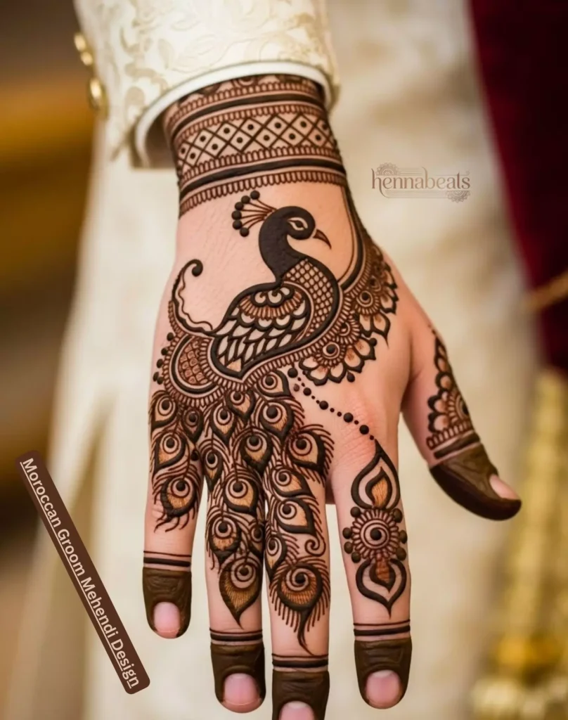 Peacock Grace Groom Mehndi Design