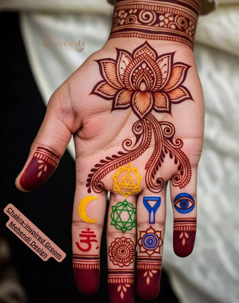 Chakra-inspired Groom Mehendi Design