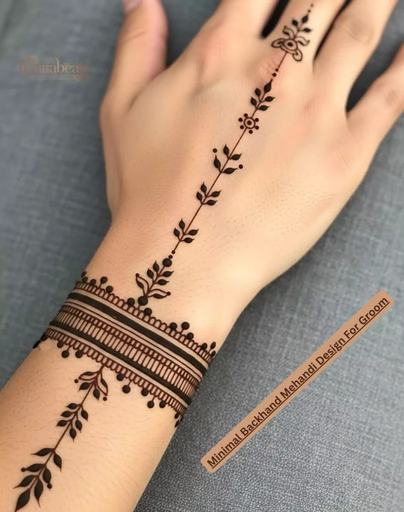 Minimal Backhand Mehandi Design For Groom