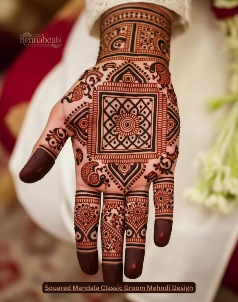 Squared Mandala Classic Groom Mehndi Design