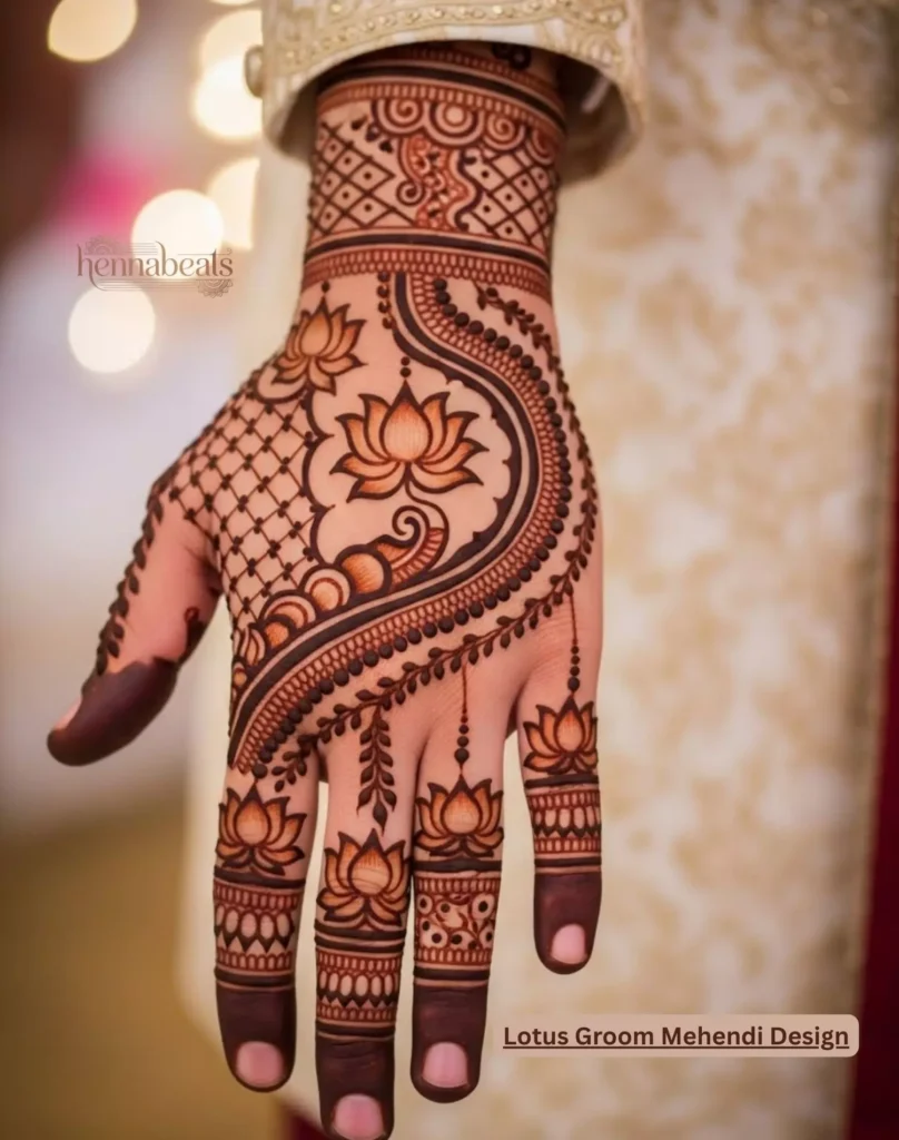 Lotus Groom Mehendi Design