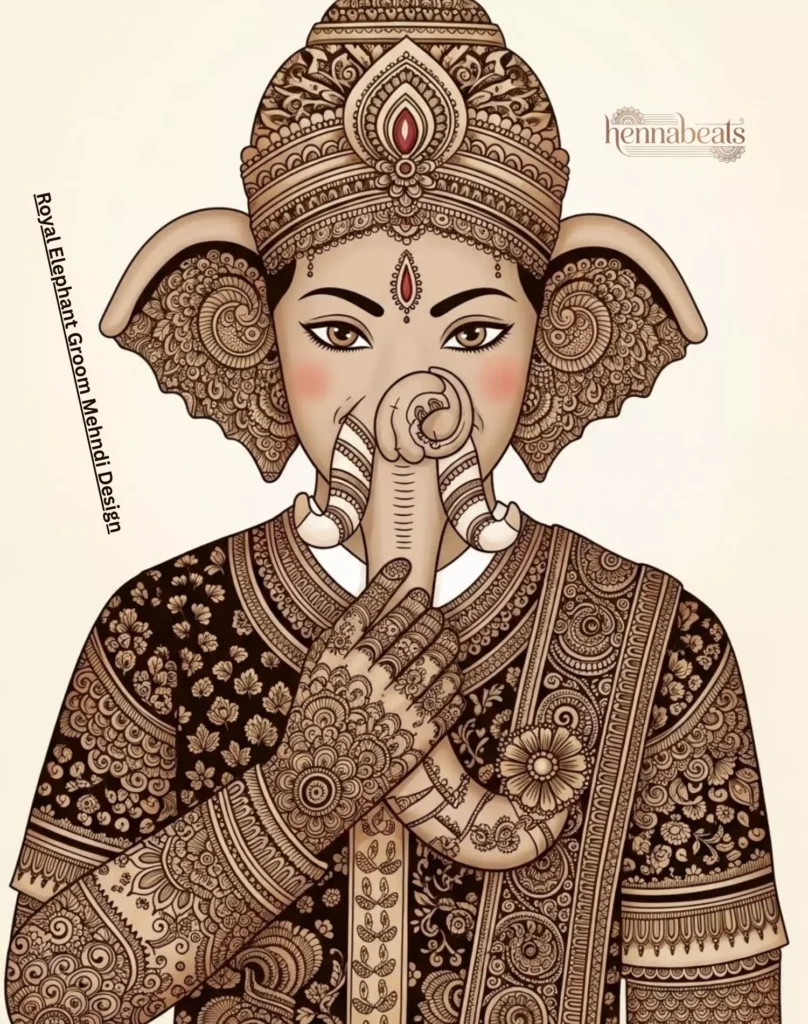 Royal Elephant Groom Mehndi Design
