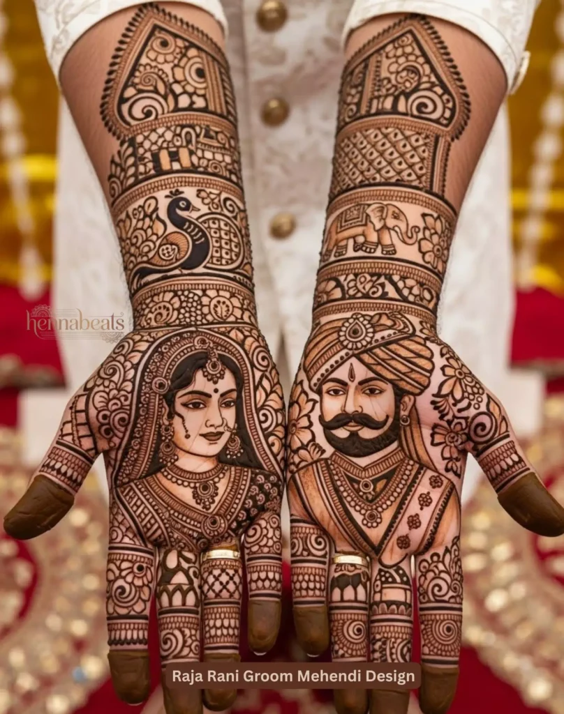 Raja Rani Groom Mehendi Design