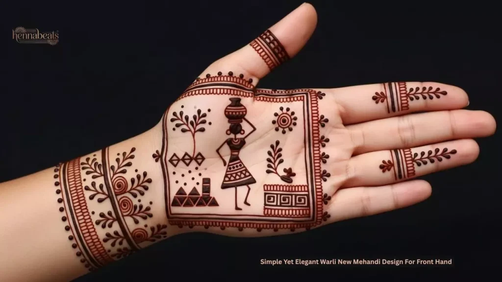 Simple Yet Elegant Warli New Mehandi Design For Front Hand