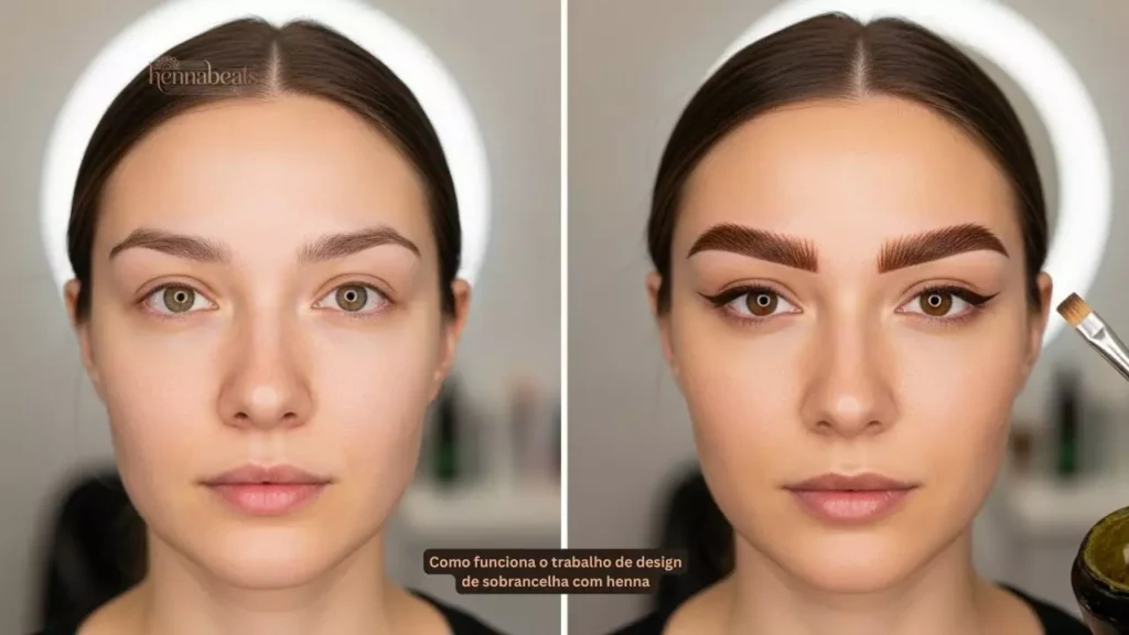 Como funciona o trabalho de design de sobrancelha com henna