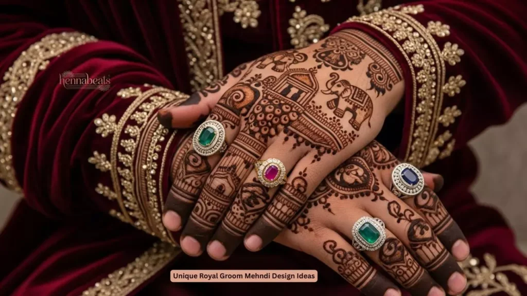 Unique Royal Groom Mehndi Design Ideas