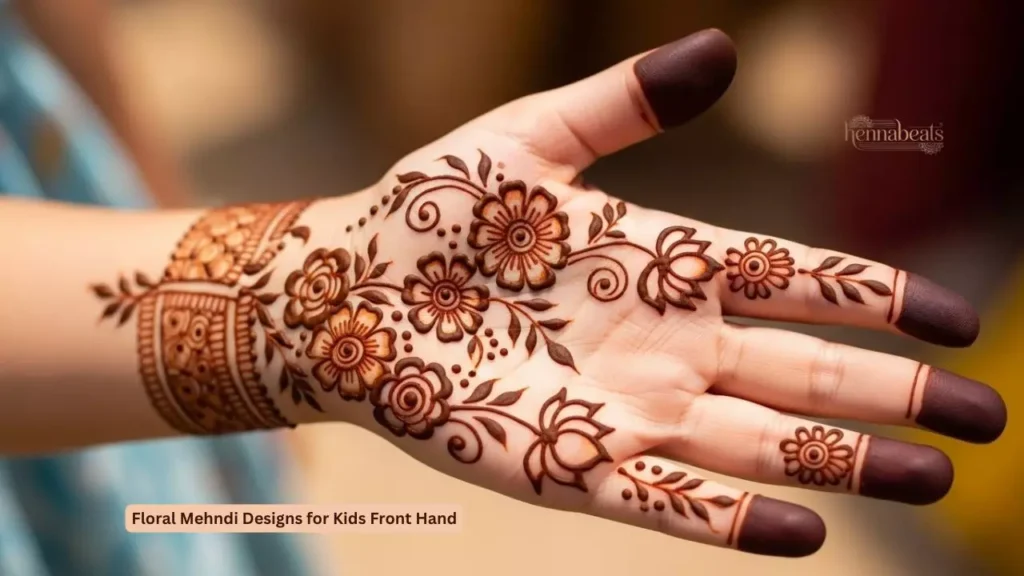 Floral Mehndi Designs for Kids Front Hand