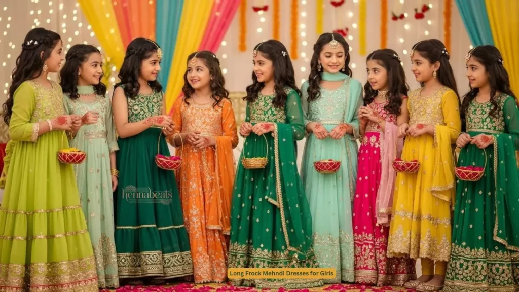 Long Frock Mehndi Dresses for Girls