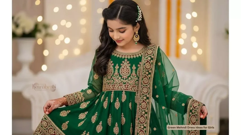 Green Mehndi Dress Ideas for Girls