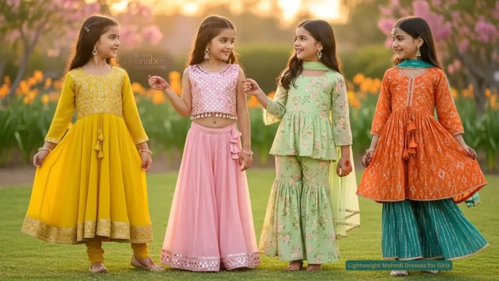 Lightweight Mehndi Dresses for Girls