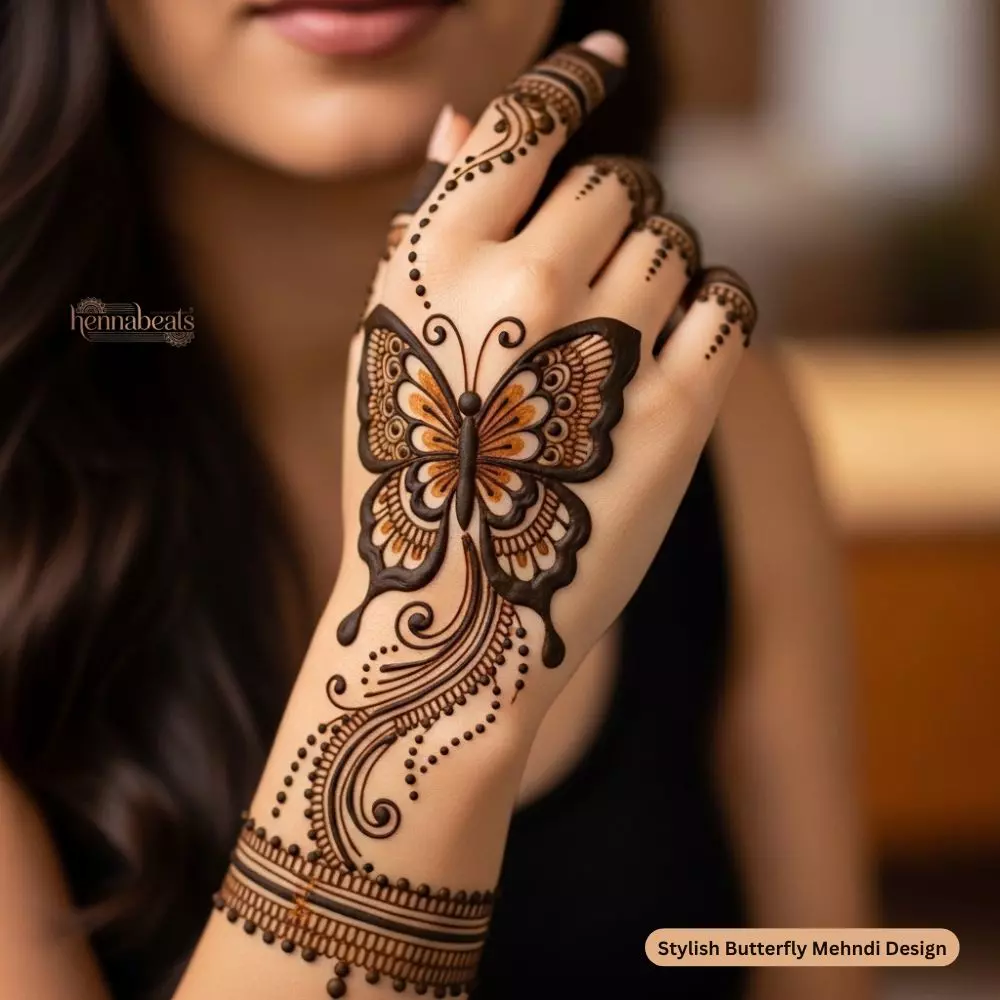 Stylish Butterfly Mehndi Design