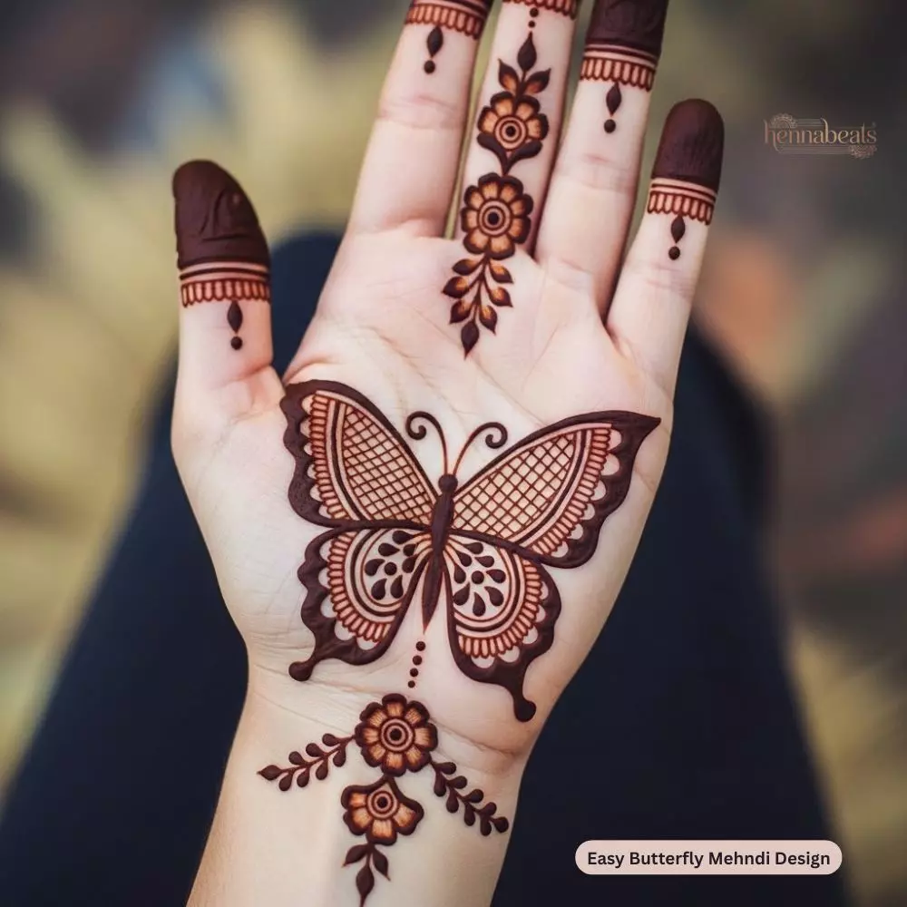 Easy Butterfly Mehndi Design