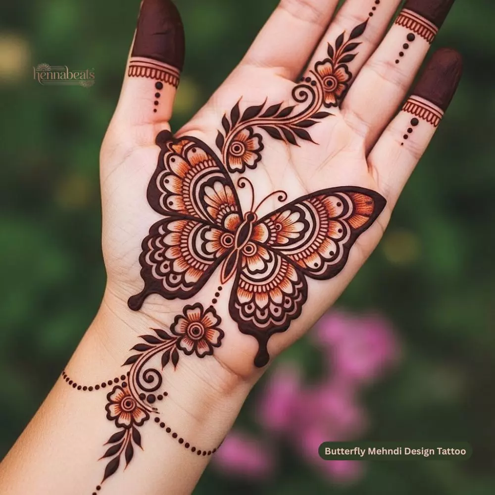 Butterfly Mehndi Design Tattoo