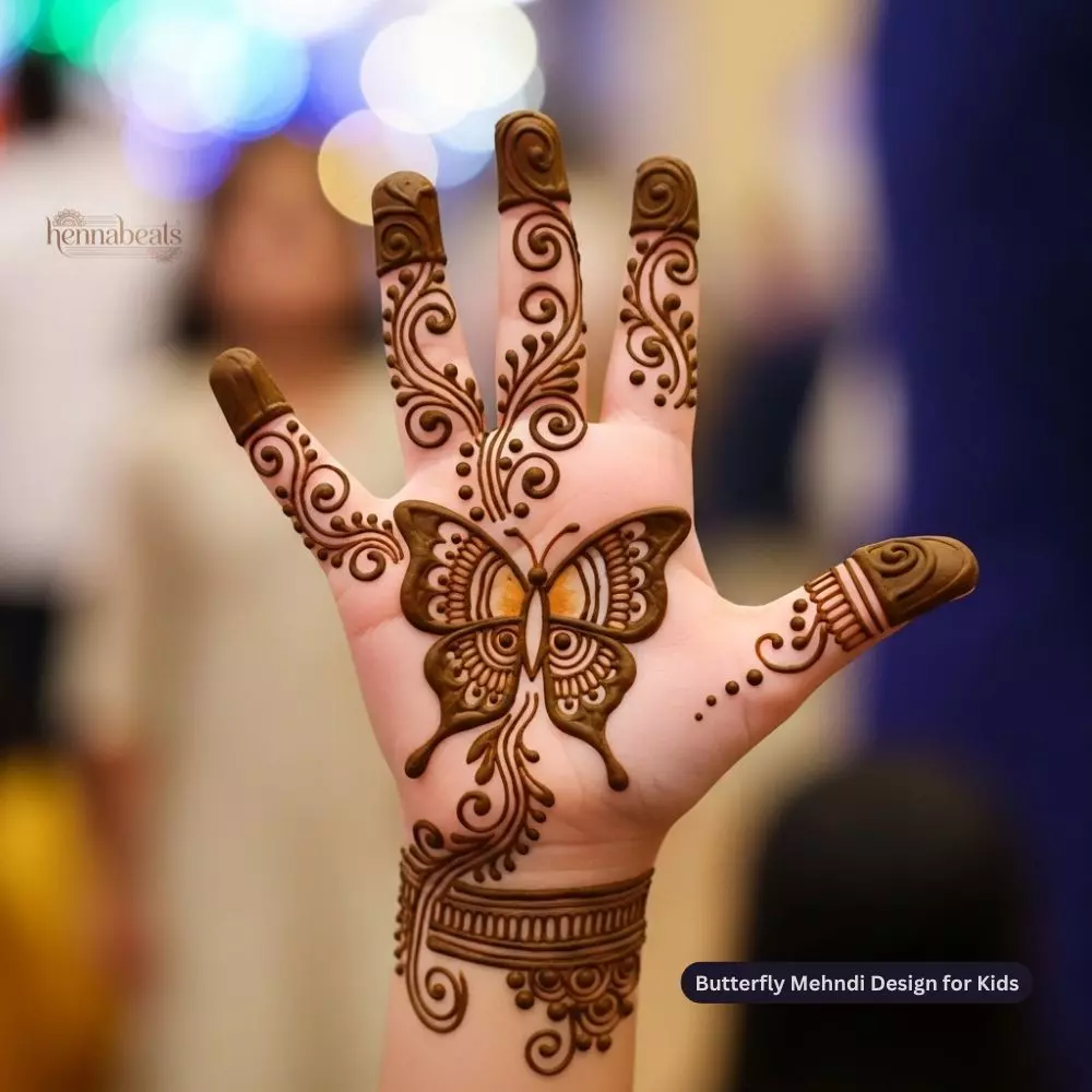 Butterfly Mehndi Design for Kids