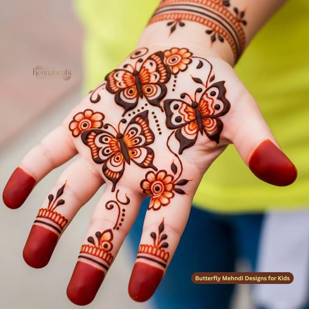 Butterfly Mehndi Designs for Kids
