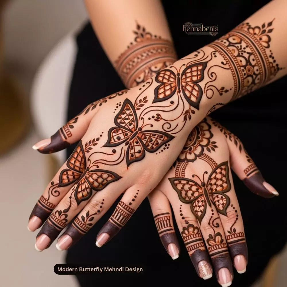 Modern Butterfly Mehndi Design