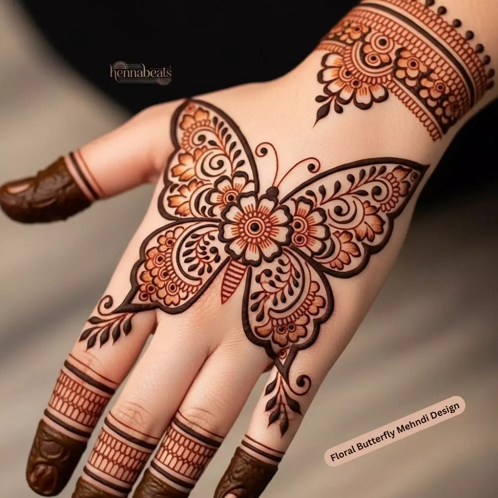 Floral Butterfly Mehndi Design