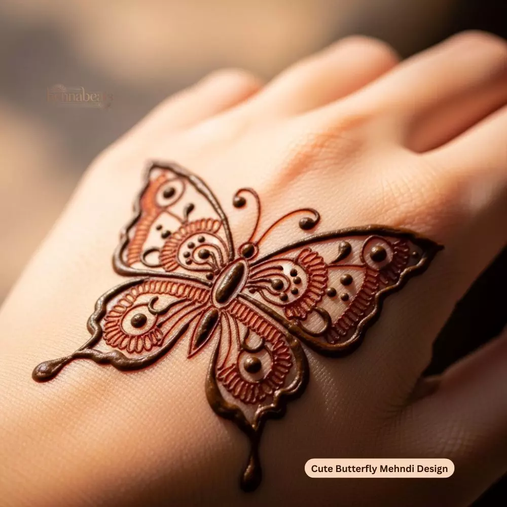 Cute Butterfly Mehndi Design