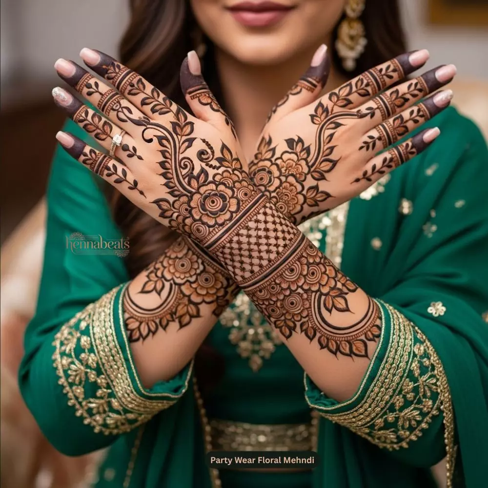 Party Wear Floral Mehndi