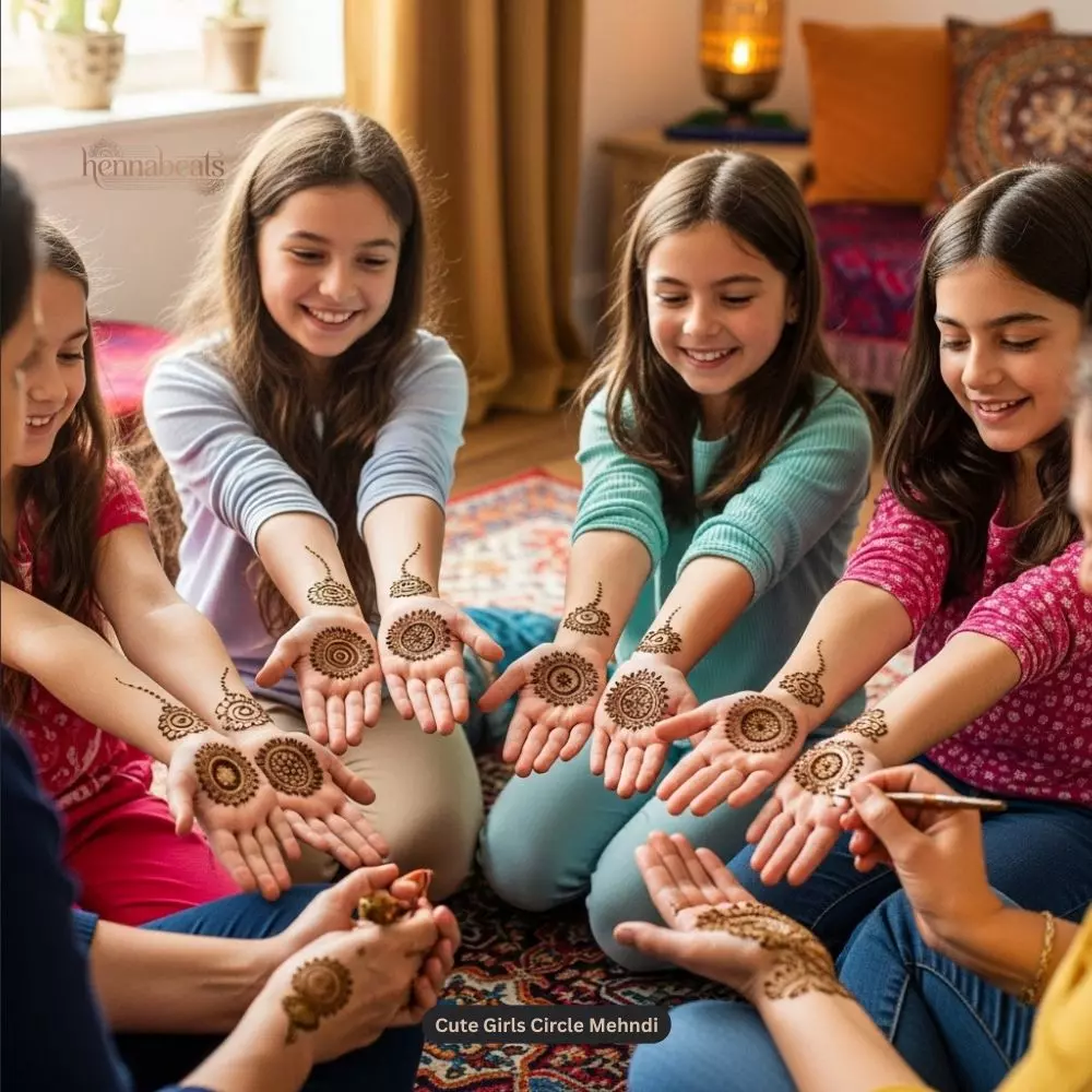 Cute Girls Circle Mehndi