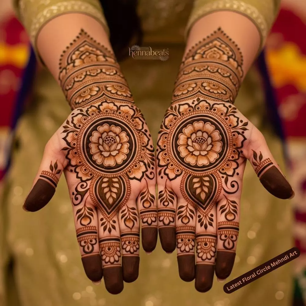 Latest Floral Circle Mehndi Art