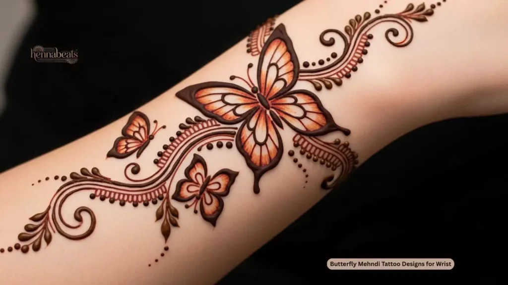 Butterfly Mehndi Tattoo Designs for Wrist