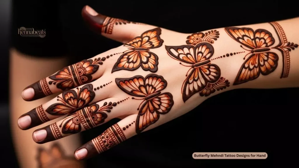 Butterfly Mehndi Tattoo Designs for Hand