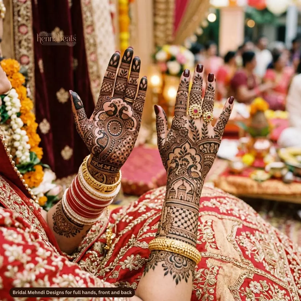 Bridal Mehndi Designs for full hands, front and back