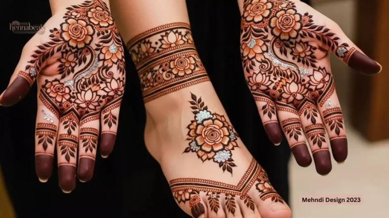 Elegant Floral Mehndi Design 2023 for Hands & Feet Style